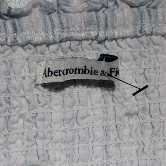 Abercrombie & Fitch Linen Blend Jumpsuit Juniors XL White Blue Sleeveless AA08X - Picture 5 of 6